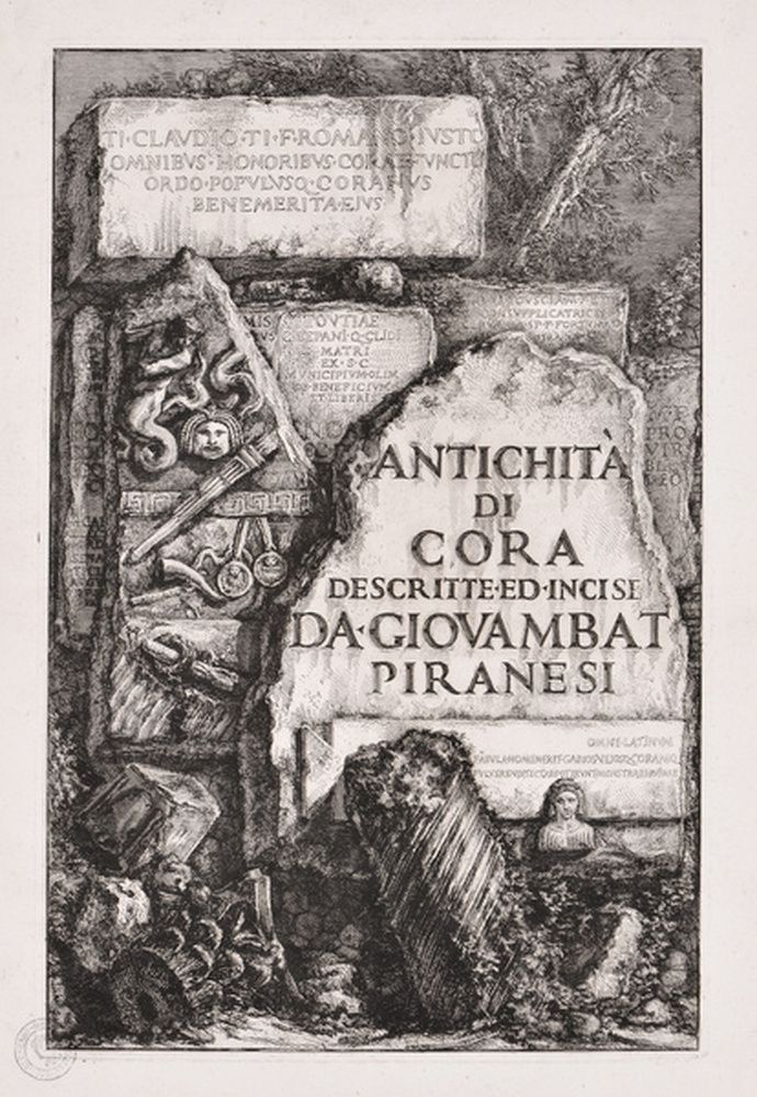 Page de titre : Antiquités de Cori décrites et gravées par G.B. Piranesi