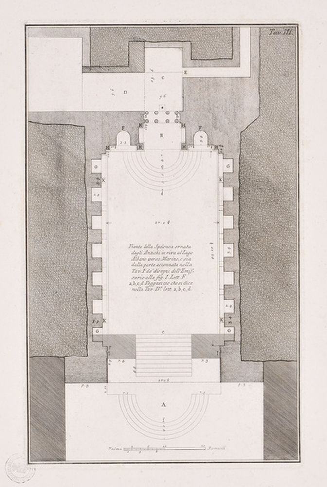 Plan de la grotte au bord du lac d'Albano