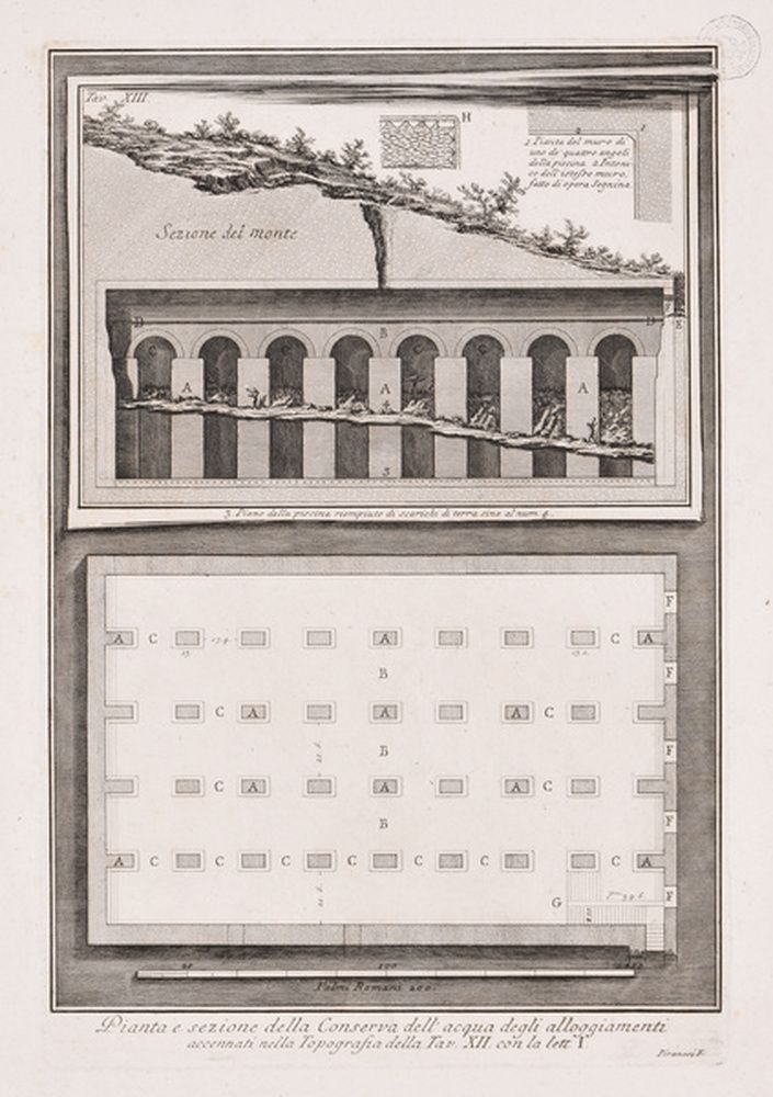 Plan et coupe du réservoir d'eau