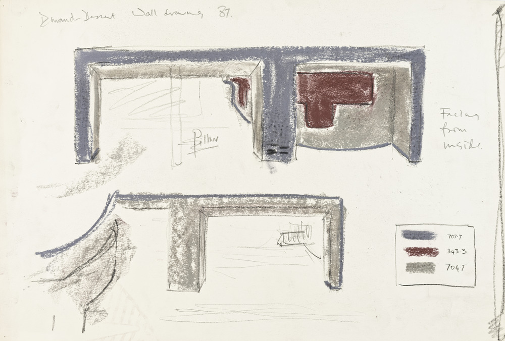 Old Fallen Arch, dessin préparatoire du Wall drawing réalisé à la Galerie Durand-Dessert